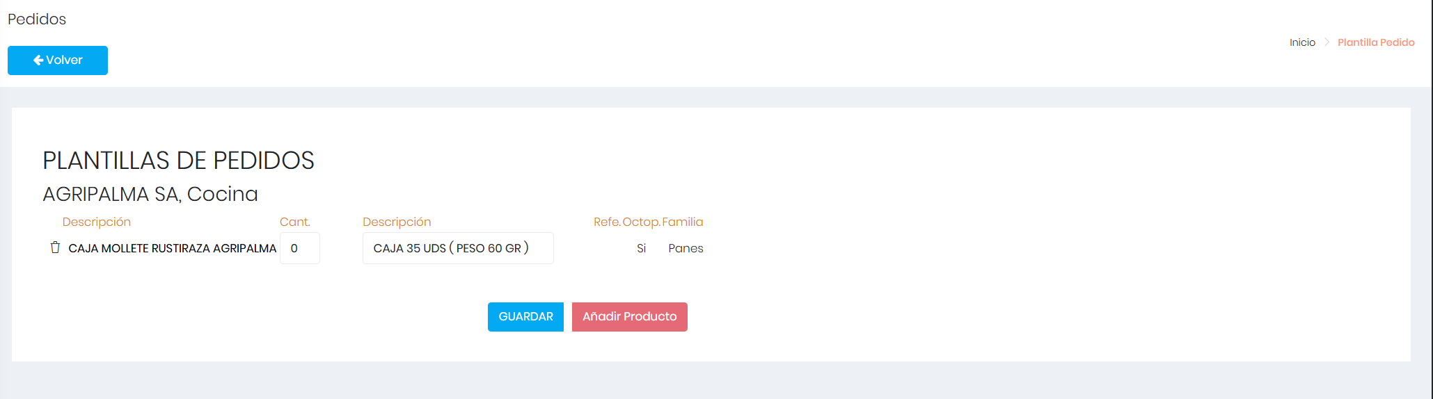Plantilla Pedidos